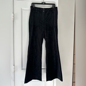 Maeve Black Velvety Wide Leg High Rise Full Length Pant